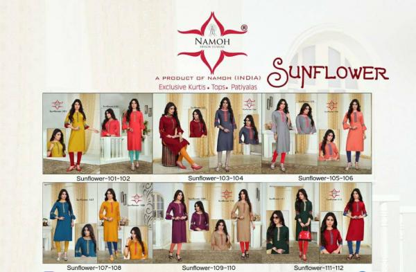 Namoh Sunflower Beautiful Rayon Emroidery Kurti Collection